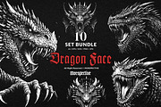 10 Bundle Dark Art Dragon Face, an Illustration by Morspective (Thumbnail 1 of 7)
