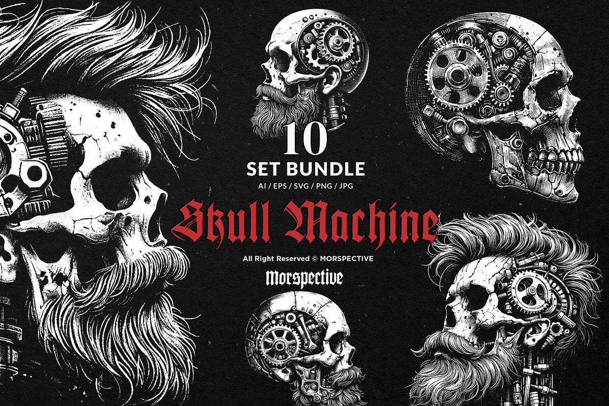 10 Bundle Dark Art Skull Machine, an Illustration by Morspective (Photo 1 of 7)