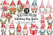 Watercolor Valentines Day Gnome Clip, an Illustration by Designking (Thumbnail 1 of 4)