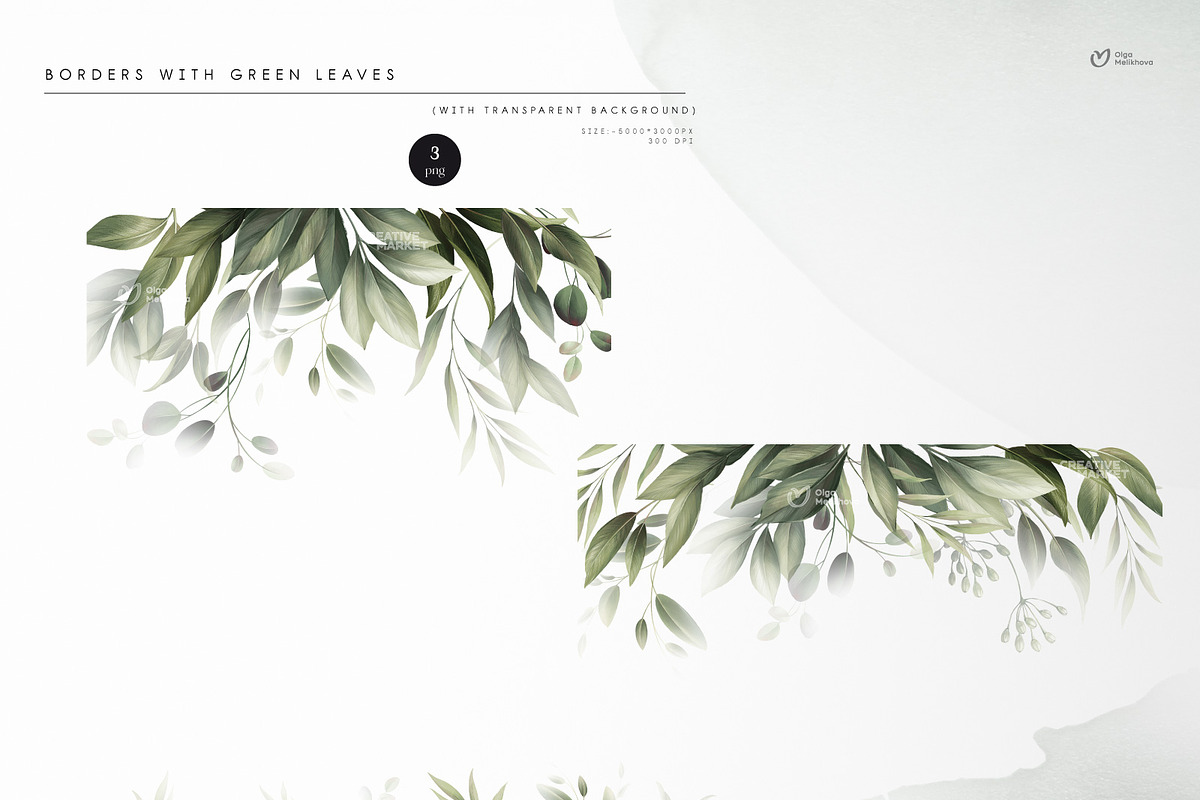 Green leaves - greenery clipart, an Illustration by ollalya (Photo 4 of 12)
