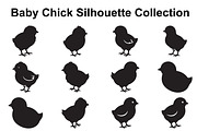 Fluffy Chick Silhouette Set, an Object Graphic by Creativeshirt (Thumbnail 1 of 3)