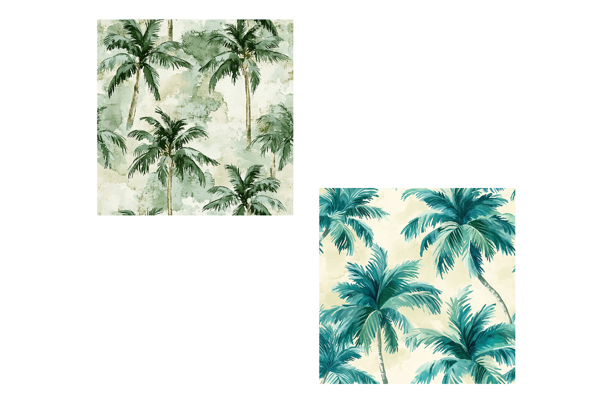 Watercolor Palm Trees Digital paper, an Illustration by Designworld (Photo 5 of 5)