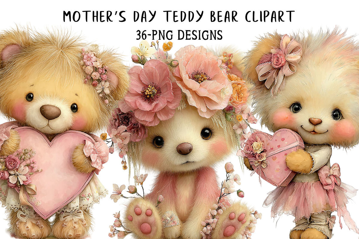 Mother’s Day Teddy Bear Clipart, an Illustration by Daily.Designs (Photo 1 of 8)