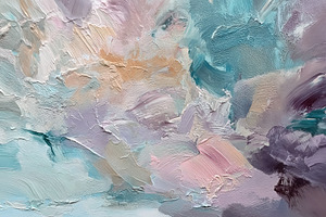Abstract oil painting creating a vibrant, textured cloudscape fe, a Decorative Illustration by Studio ANNA