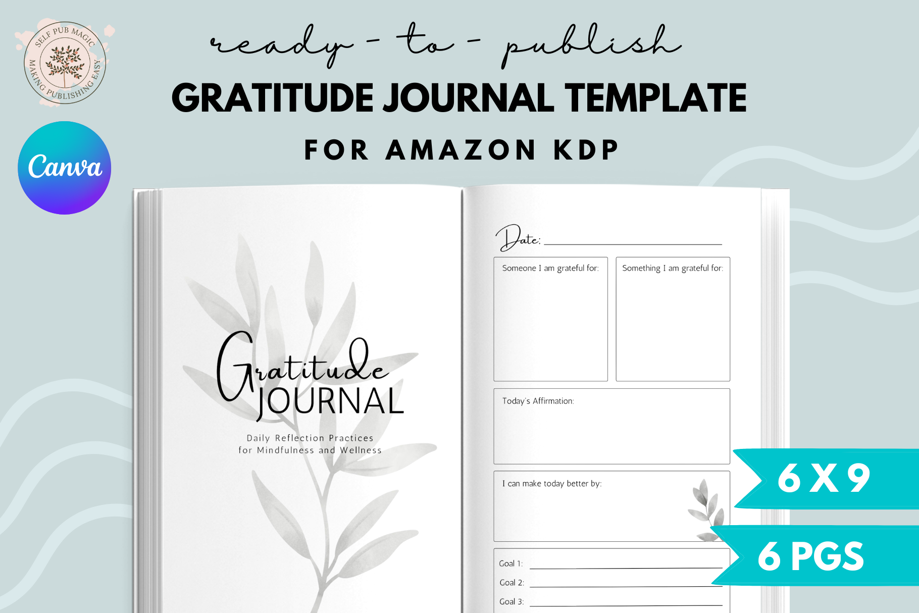 Gratitude Journal Template for Canva, a Magazine Template by Self ...