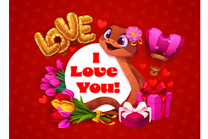 I love you Valentine day greeting, a Seasonal Illustration by Buch&Bee