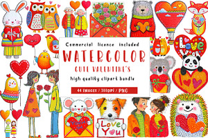 Vintage Cute Valentine's Day Clipart, an Illustration by CreationArt