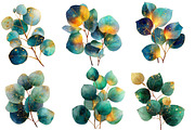 Watercolor and Gold Eucalyptus Clipa, an Illustration by Designworld (Thumbnail 3 of 5)