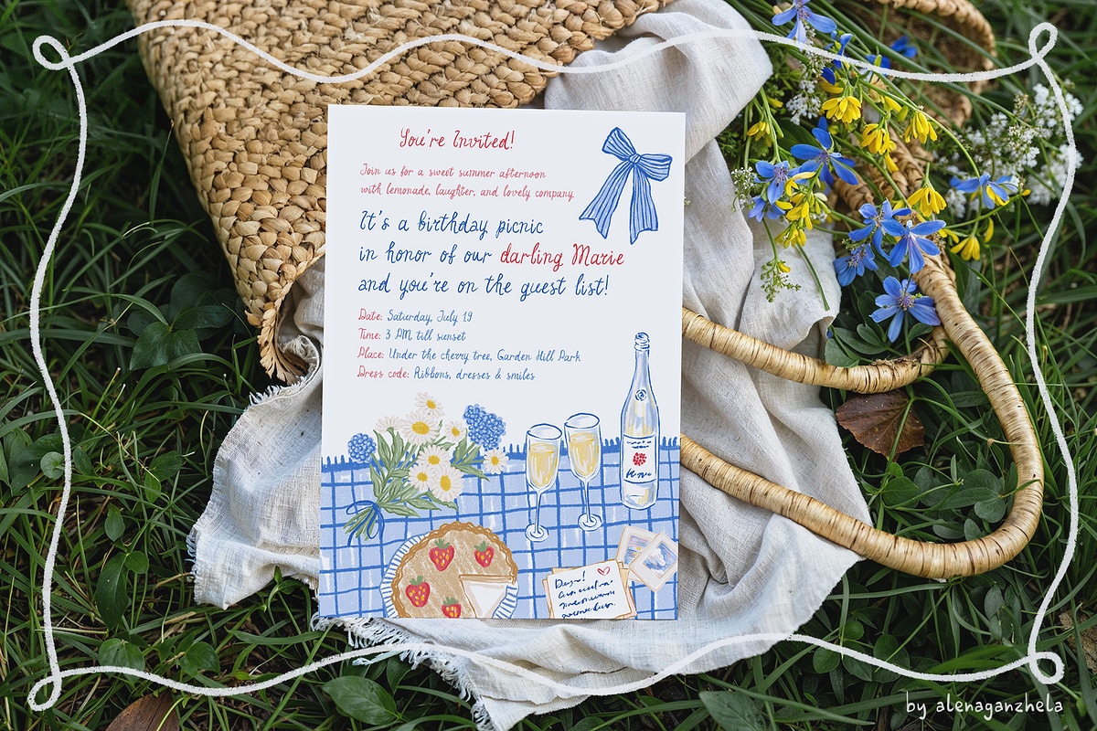 Picnic time - illustrations & frames, an Object Graphic by alenaganzhela (Photo 2 of 11)