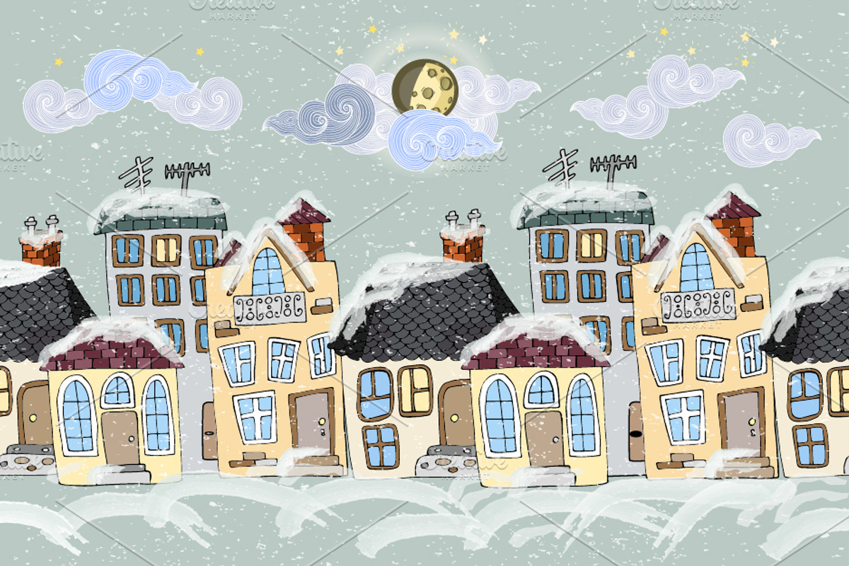 Winter town, a Decorative Illustration by El Design (Photo 2 of 2)