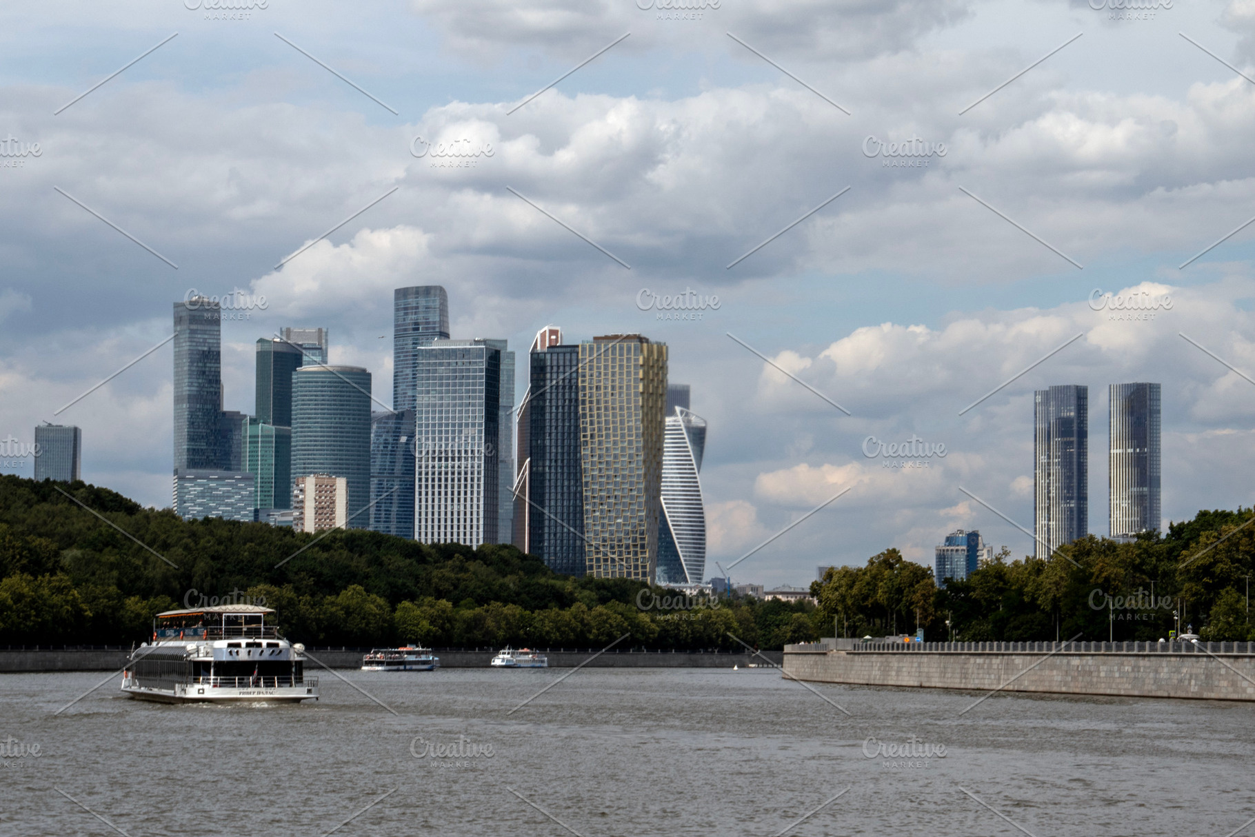 Panoramic River View and Skyscrapers, a Business Photo by Schreibikus