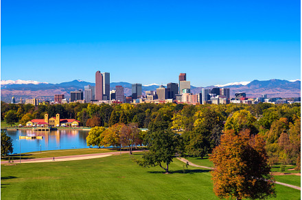 Skyline of Denver downtown with, an Architecture Photo by Nick Fox