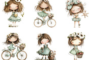Whimsical Summer Girls Clipart, an Illustration by Designking (Thumbnail 4 of 5)