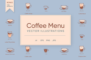 Coffee Menu Set Patterns