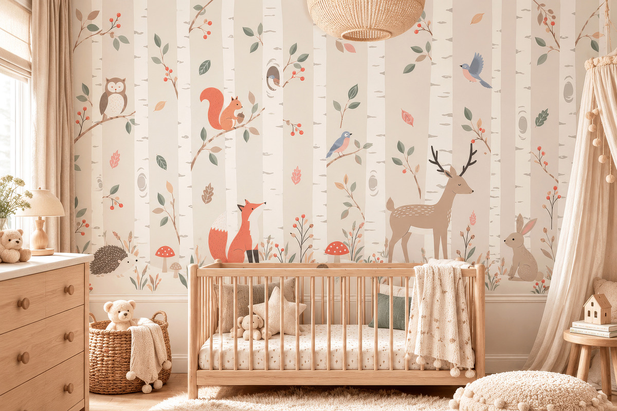 Woodland Kids Wall Mural, a Wallpaper Graphic by by creative paper (Photo 12 of 14)