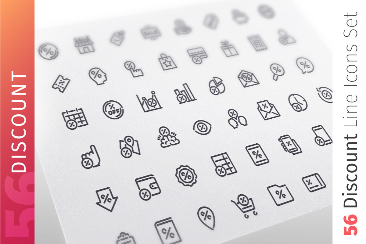 Discount Line Icons Set, an Outline Icon by Voysla's Shop (Photo 1 of 4)