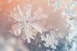 New Year iced snowflakes on pastel colors background, a Nature Photo by AlyaAnd