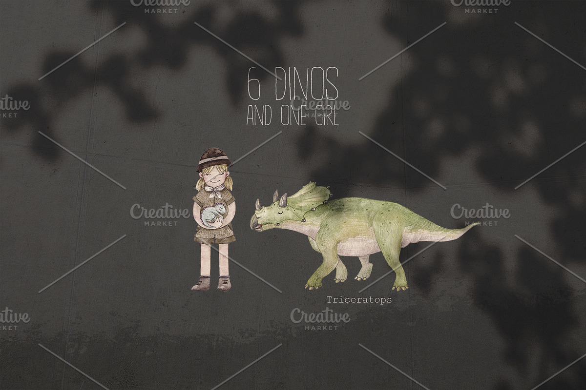 DINOSAURS watercolor set, an Animal Illustration by Natali Smolova (Photo 3 of 11)