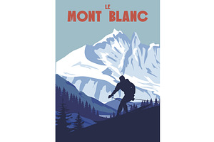 Mont Blanc Ski Resort Poster, Retro