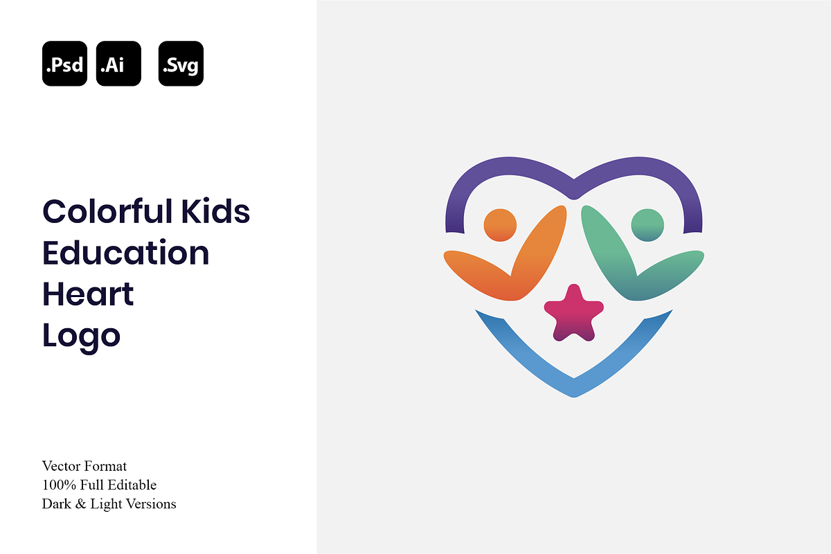 Colorful Kids Education Heart Logo, a Branding & Logo Template by Luxury Logos (Photo 1 of 4)