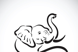 Vector of elephant head. Wild animal, an Outline Icon by yod67