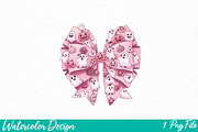 Pink Halloween Coquette Bows PNG, an Illustration by Watercolor design (Thumbnail 1 of 3)