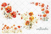 Orange Flowers Clipart Watercolor, a Decorative Illustration by LeCoqDesign (Thumbnail 2 of 5)