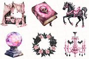 Pastel Gothic Halloween Clipart, an Illustration by OK Design (Thumbnail 2 of 5)