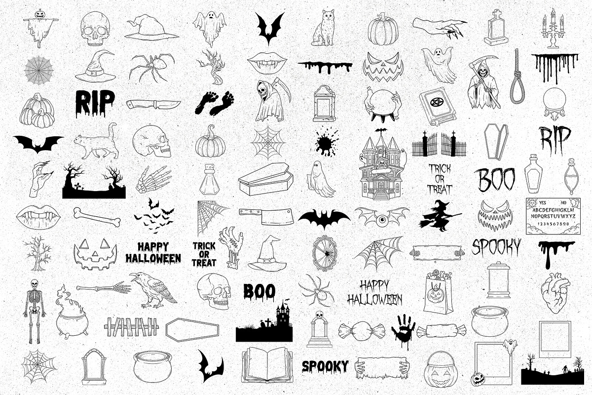 Halloween Procreate stamps, a Brush Add-On by SecondOfJuly (Photo 4 of 6)