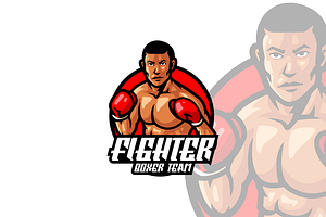 Boxing Fighter Mascot Logo Design., a Branding & Logo Template by VectorCraft