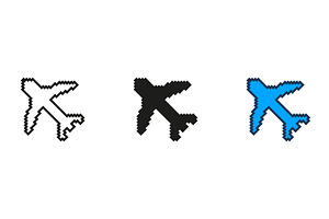 Pixel Art Airplane Icon Set, a Transportation Illustration by Gentle Studio