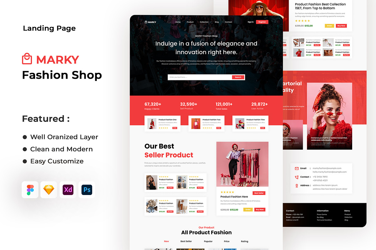 MARKY - Fashion Shop Landing Page, an UI Kit Template by ENATIVE (Photo 1 of 4)