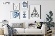 Christmas Frame & Wall Mockup Bundle, a Print Template by Yuri-U (Thumbnail 9 of 22)
