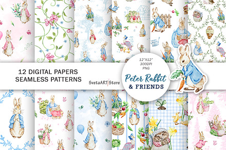 Cute Animals Face Seamless Patterns