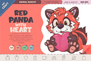 Cartoon Red Panda with Heart., an Animal Illustration by KENO Mascots (Thumbnail 1 of 3)