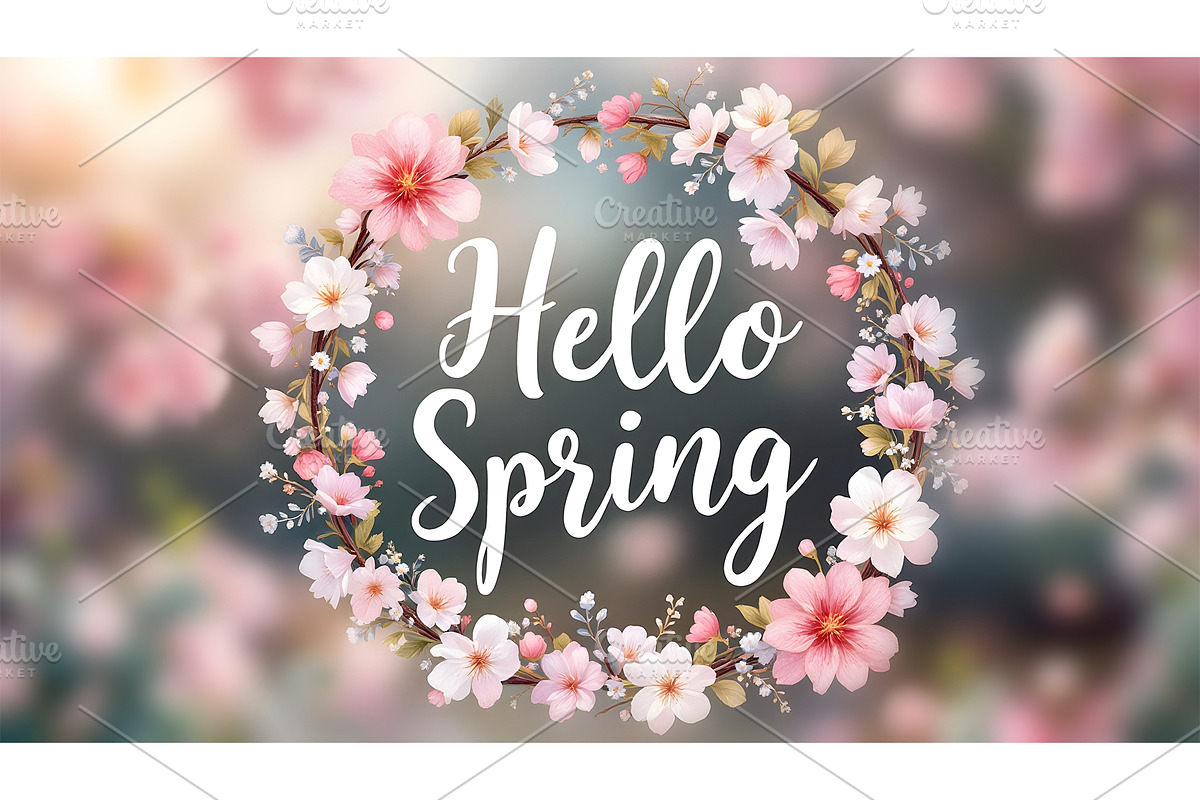 Hello Spring hand-drawn lettering, a Graphic by Elen_Art