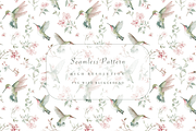 Hummingbirds Pattern, a Decorative Illustration by Pati Charm Studio (Thumbnail 1 of 7)