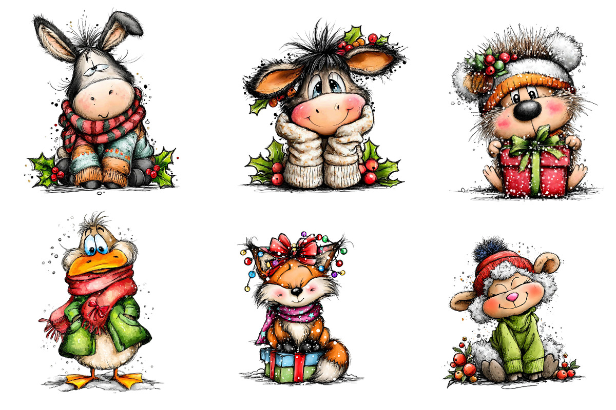 Watercolor woodland Christmas clipar, an Illustration by CreationArt (Photo 3 of 4)