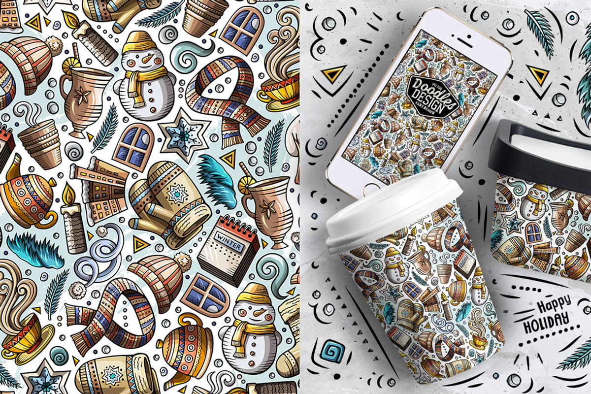 6 Winter Cartoon Seamless Patterns, a Pattern Graphic by BALABOLKA (Photo 5 of 7)
