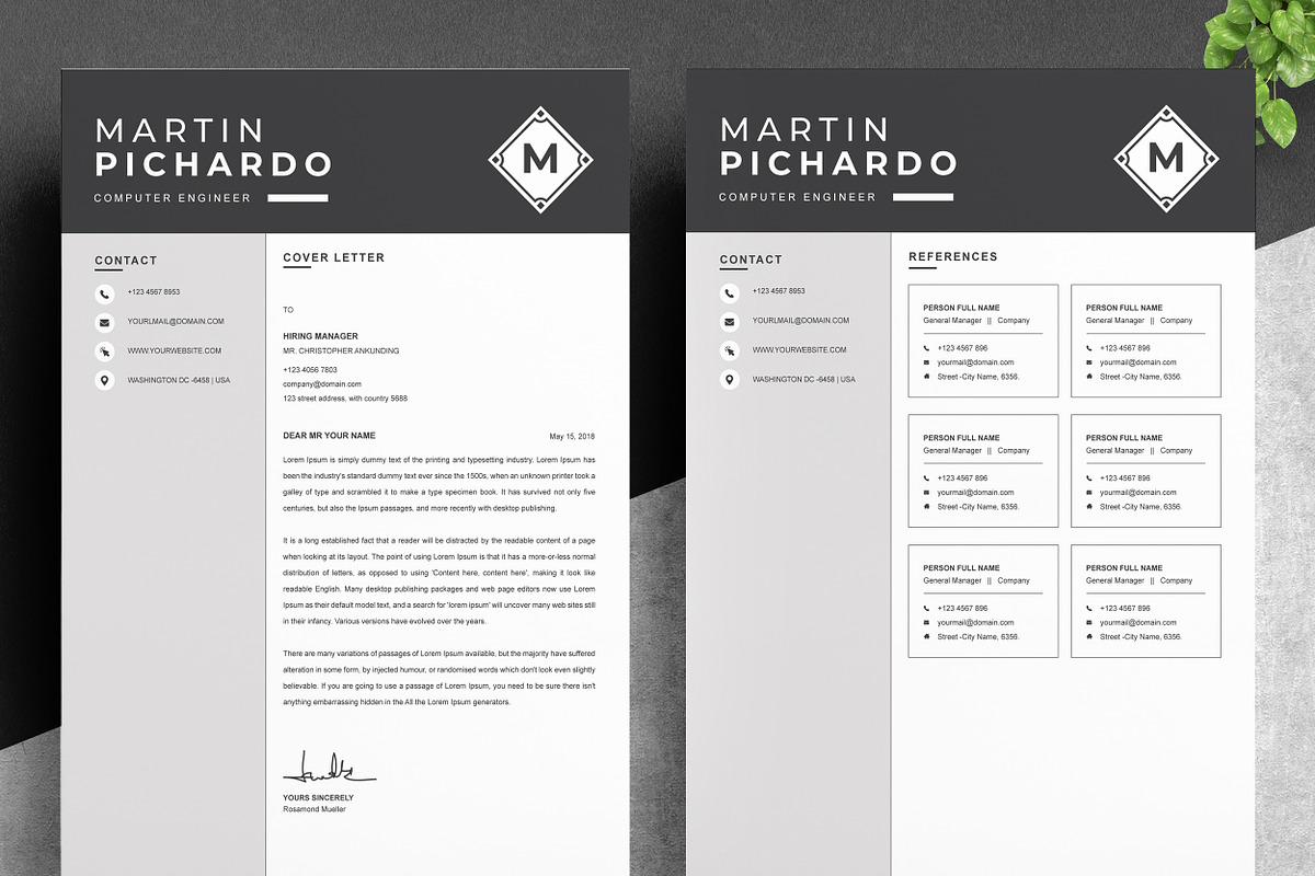 Resume / CV Design Template MS Word, a Resume Template by ResumeInventor