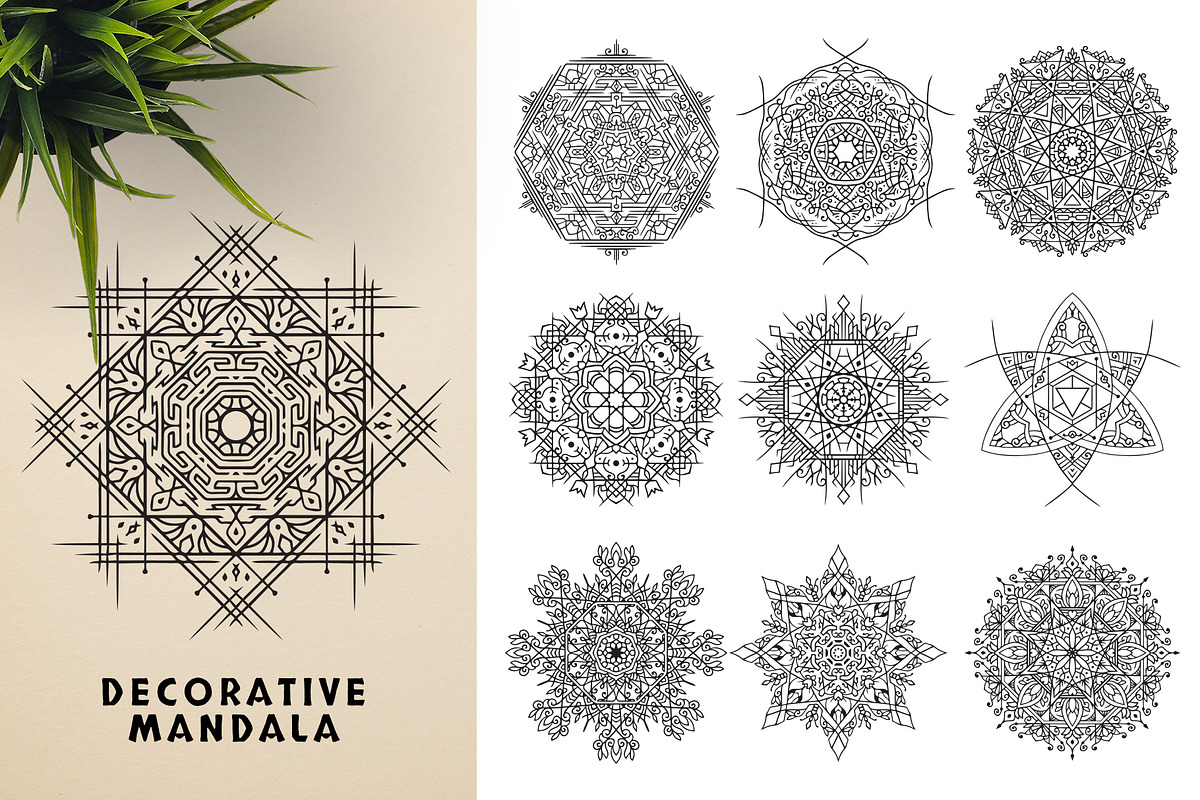 300 Vector Mandala Ornaments, a Decorative Illustration by pixaroma (Photo 11 of 49)