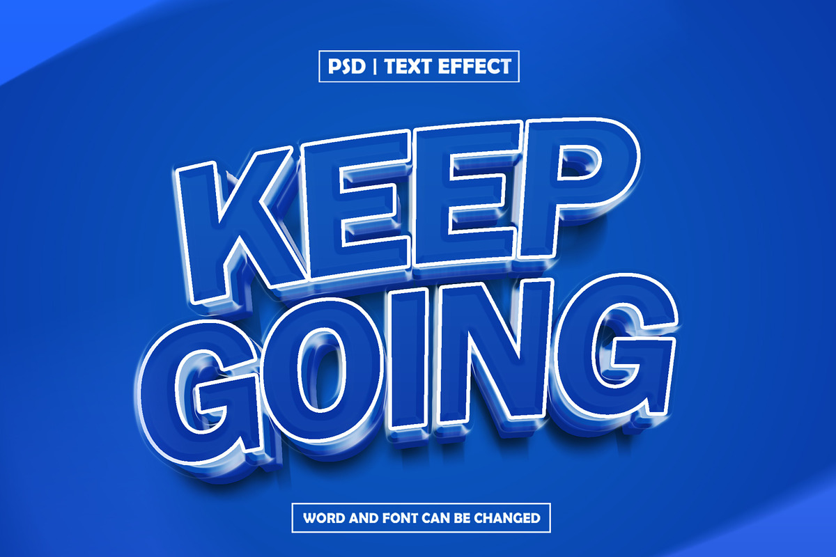 blue 3d text effect keep going, a Layer Style Add-On by AP Market (Photo 2 of 2)