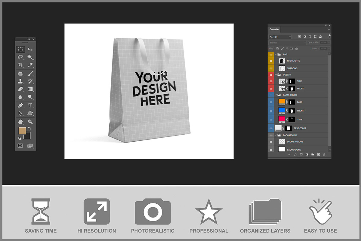 Elegant Paper Bag PSD, a Product Mockup by Bruno's Shop (Photo 2 of 3)