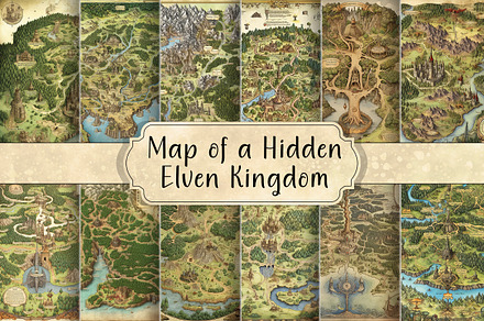 Map of a Hidden Elven Kingdom, a Background Graphic by Curve Design