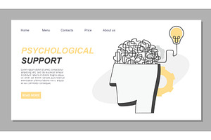 psychological support landing. brain, a Person Illustration by Multigon