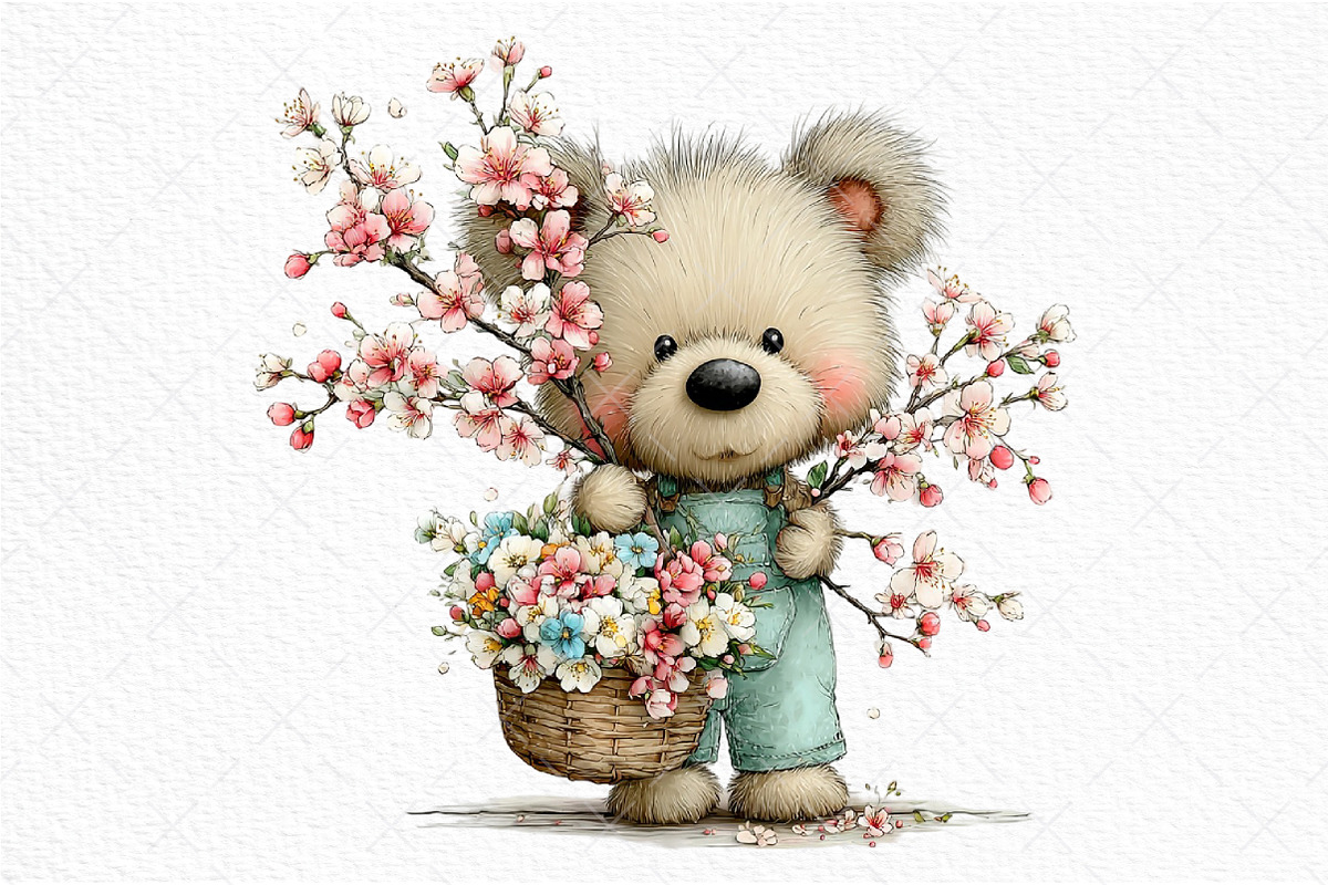 Whimsical Spring Teddy Bear Clipart, an Illustration by Craft Nest (Photo 10 of 11)