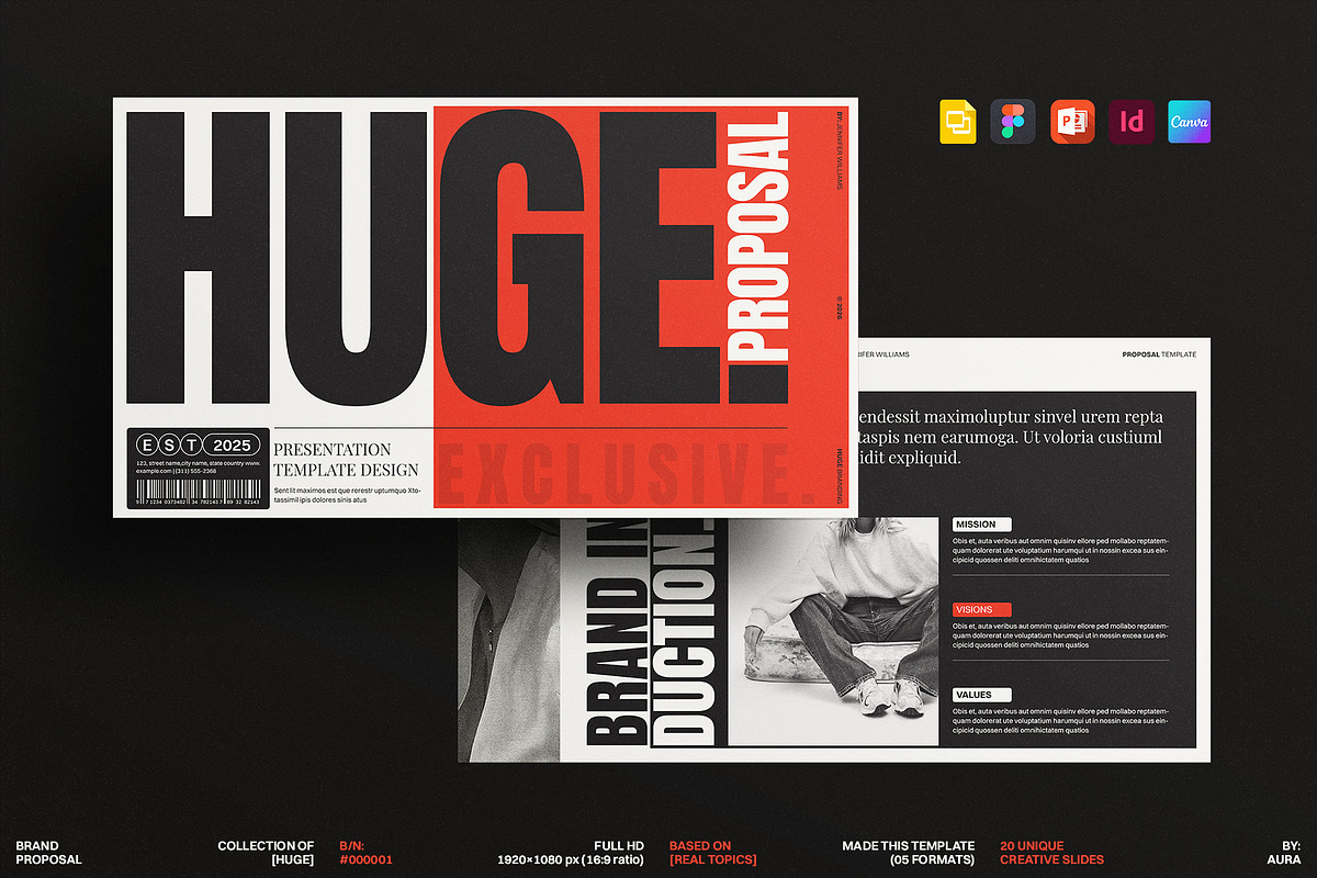 HUGE | Brand Proposal Template, a Presentation Template by ArtisanaAura (Photo 1 of 11)
