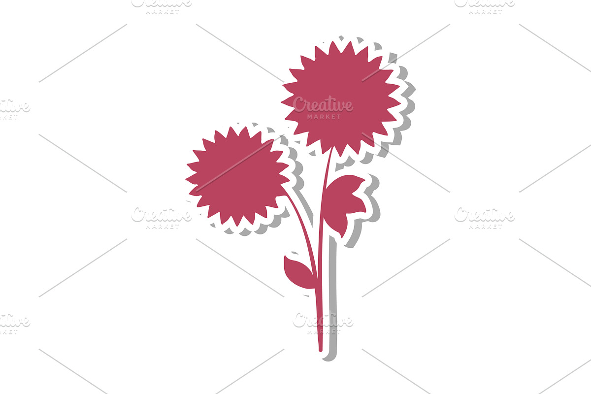 Pink flower sticker with two, an Object Illustration by okskukuruza