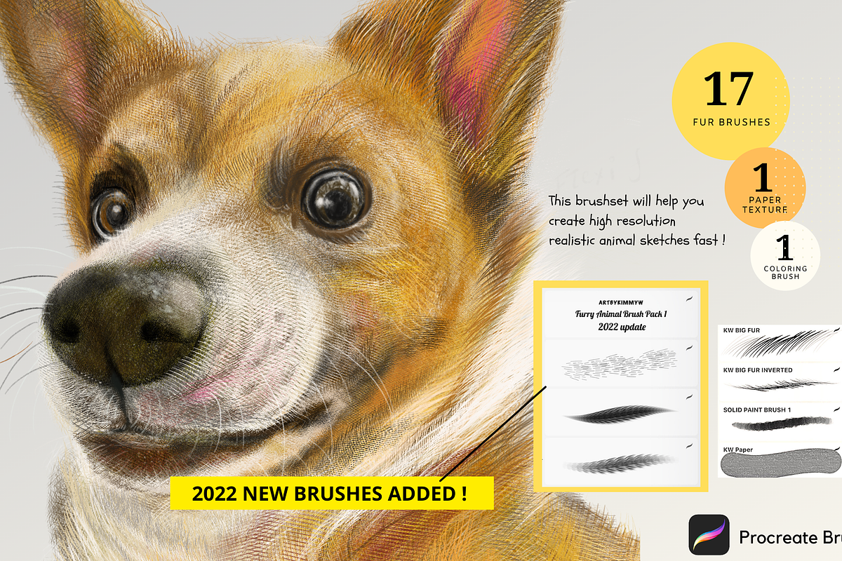 Procreate Furry Animal Brush Pack 1, a Brush Add-On by Artbykimmyw (Photo 1 of 7)