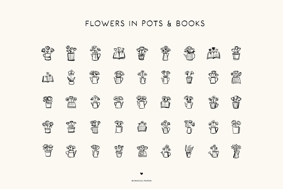 FUN FLOWERS line art illustrations, a Decorative Illustration by Crocus Paperi (Photo 4 of 7)